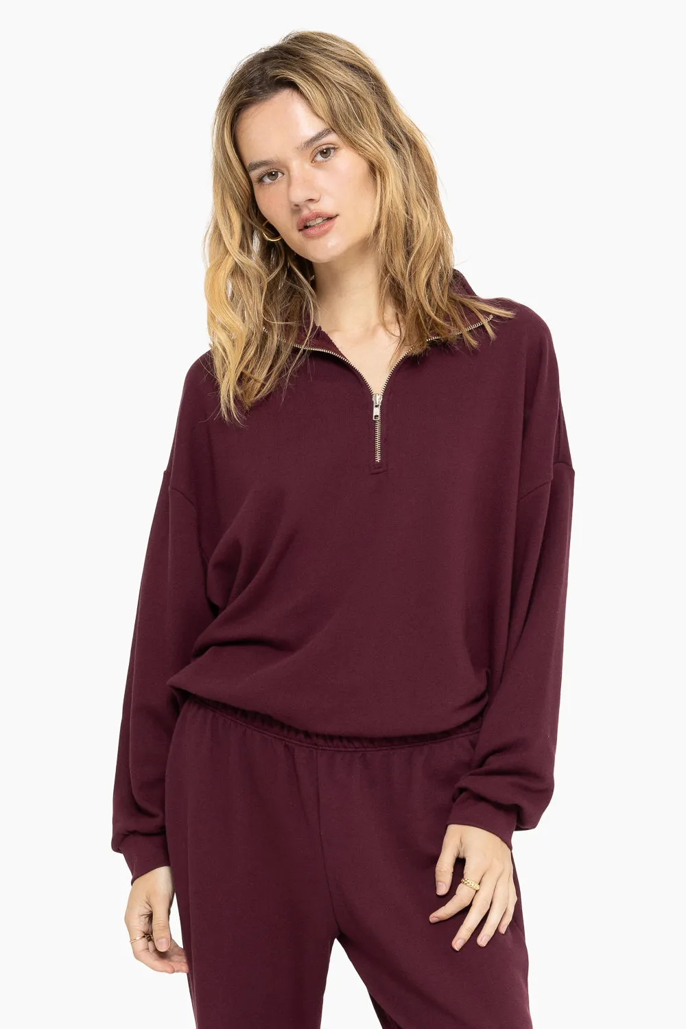 LIGHTWEIGHT SWEATS QUARTER ZIP - REDWOOD sold by SETactive product image thumbnail 4