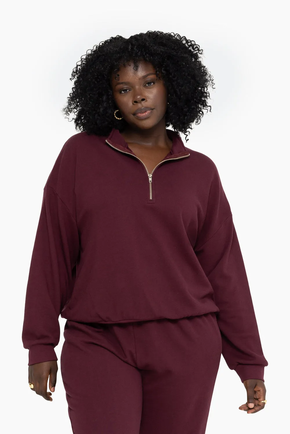 LIGHTWEIGHT SWEATS QUARTER ZIP - REDWOOD sold by SETactive