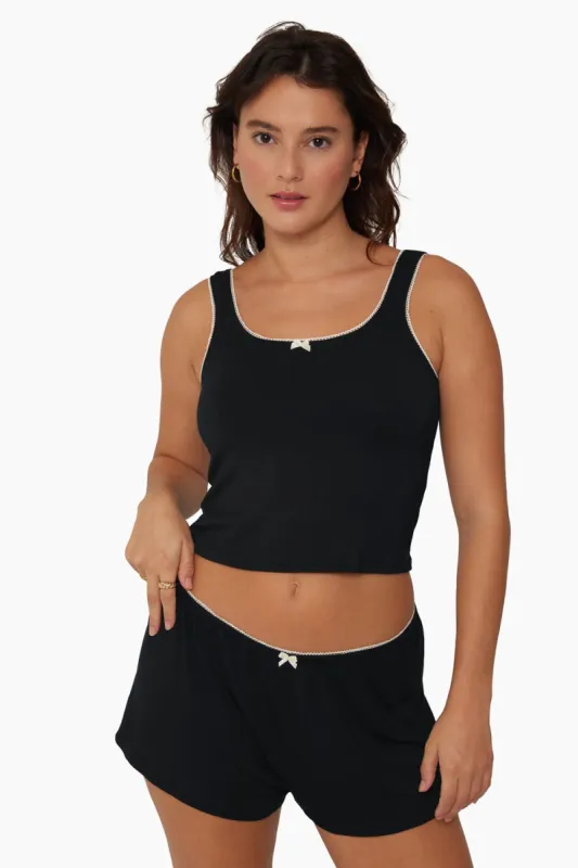 SLEEP JERSEY BOW SLEEP TANK - ONYX sold by SETactive