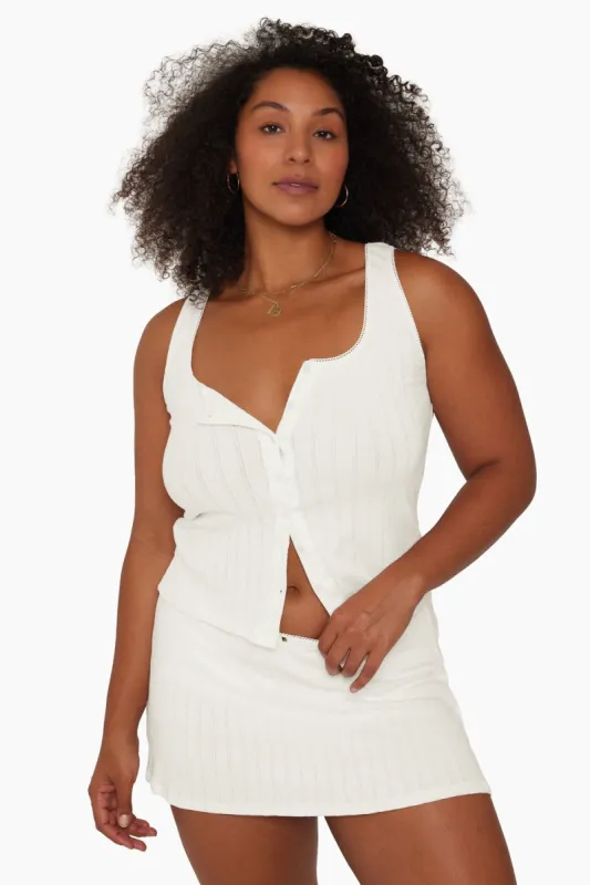 POINTELLE BUTTON TANK - VANILLA sold by SETactive