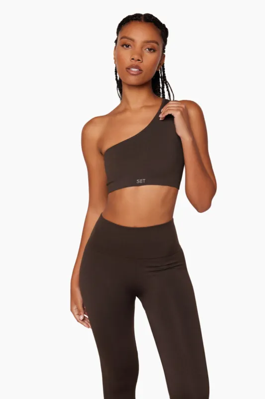 SCULPTFLEX® RIBBED ONE SHOULDER BRA - ESPRESSO sold by SETactive