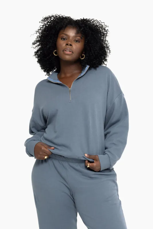 LIGHTWEIGHT SWEATS QUARTER ZIP - MINERAL made by SETactive