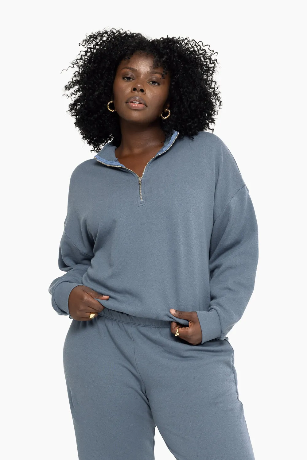 LIGHTWEIGHT SWEATS QUARTER ZIP - MINERAL sold by SETactive