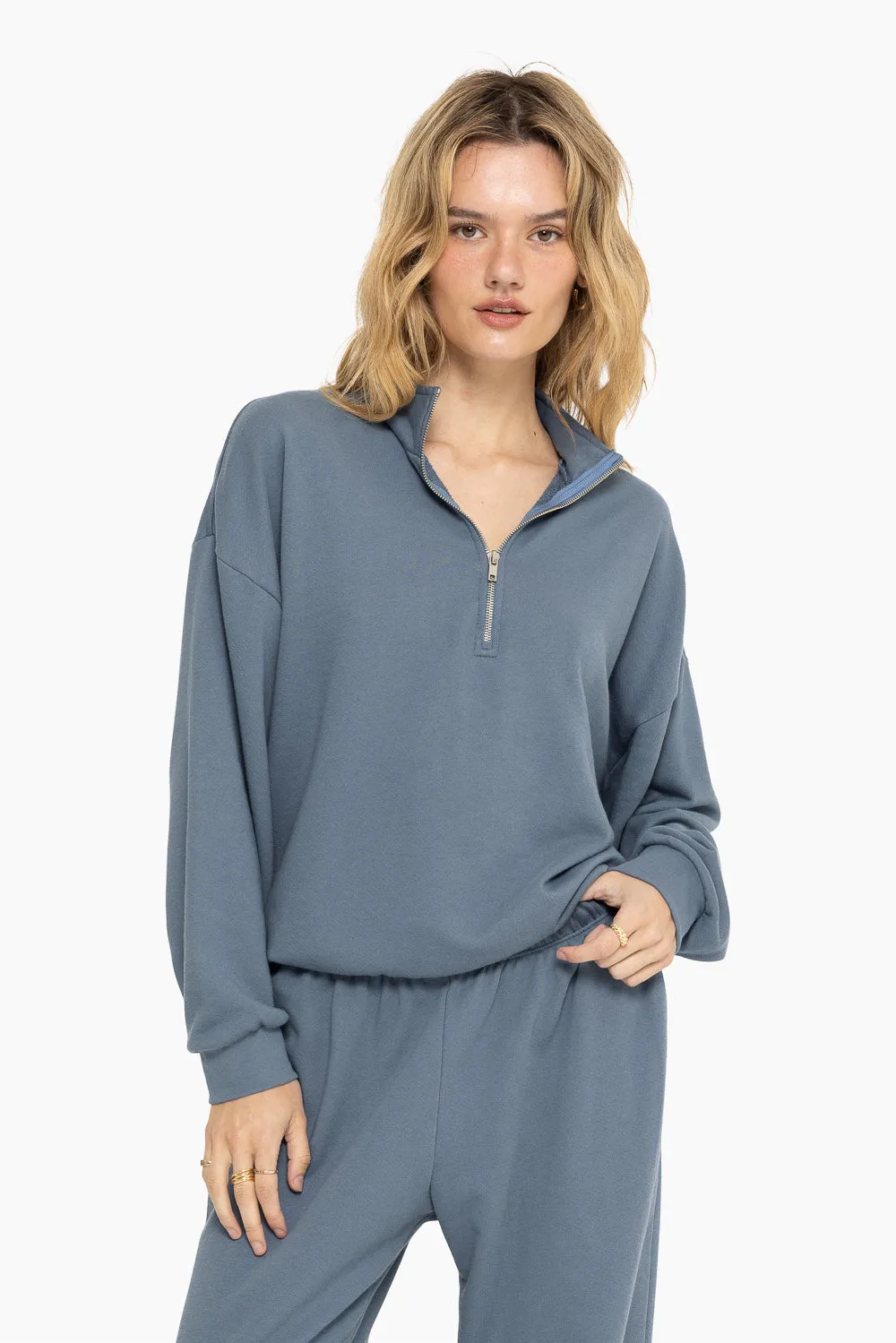 LIGHTWEIGHT SWEATS QUARTER ZIP - MINERAL sold by SETactive product image thumbnail 4