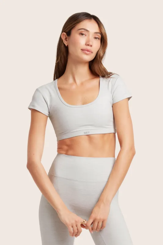 FORMCLOUD® CAP SLEEVE SCOOP BRA - HEATHER GREY made by SETactive