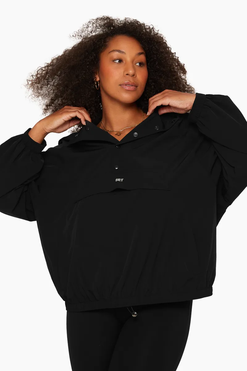 NYLON OVERSIZED SNAP JACKET - ONYX sold by SETactive