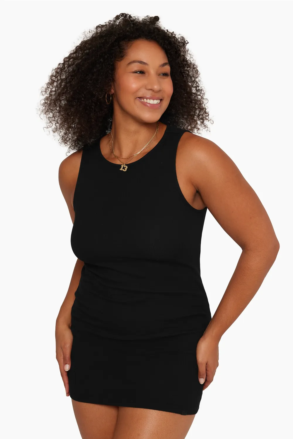 COTTON RIB RIBBED TANK DRESS - ONYX sold by SETactive product image thumbnail 3