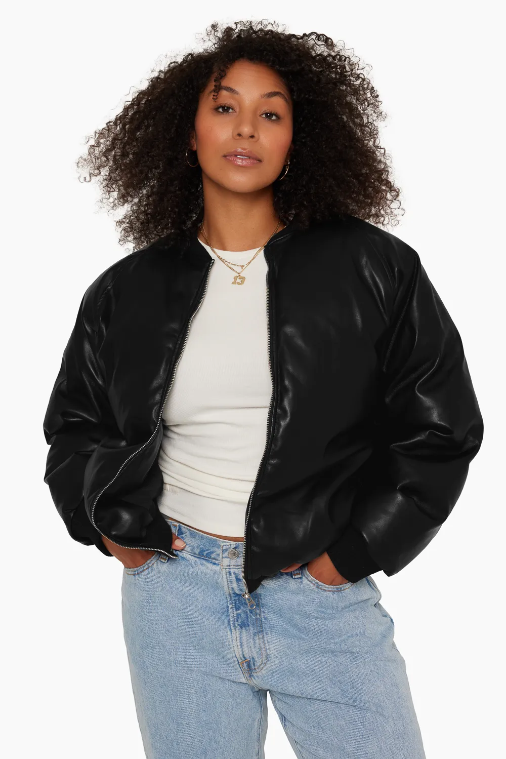 VEGAN LEATHER BOMBER - ONYX sold by SETactive