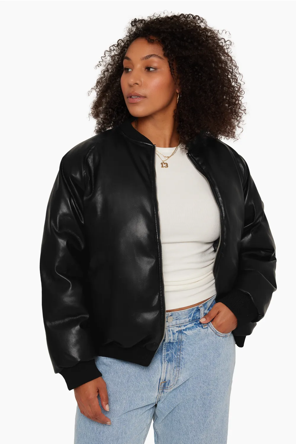 VEGAN LEATHER BOMBER - ONYX sold by SETactive product image thumbnail 3