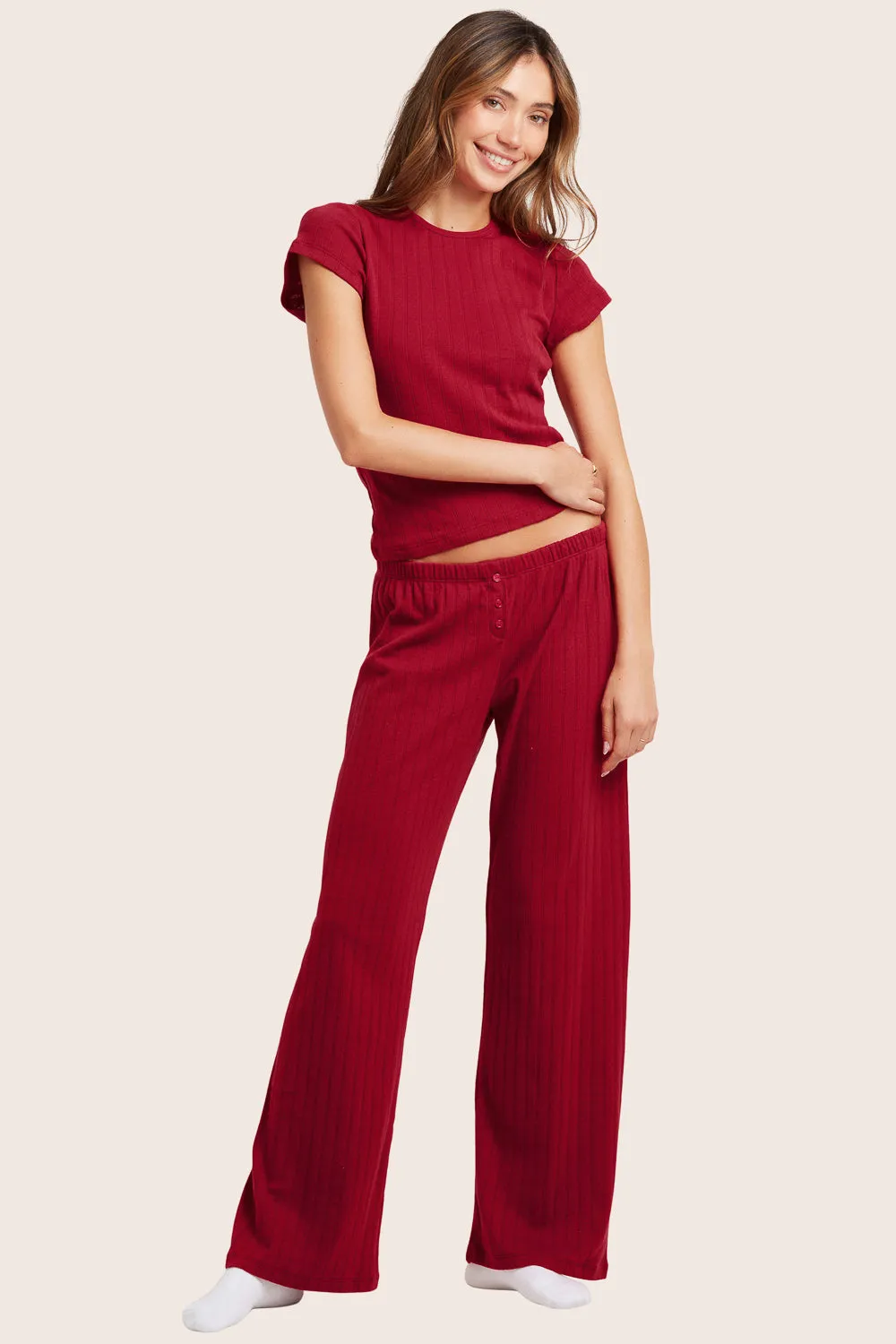 POINTELLE BUTTON PANTS - LOVE sold by SETactive product image thumbnail 2