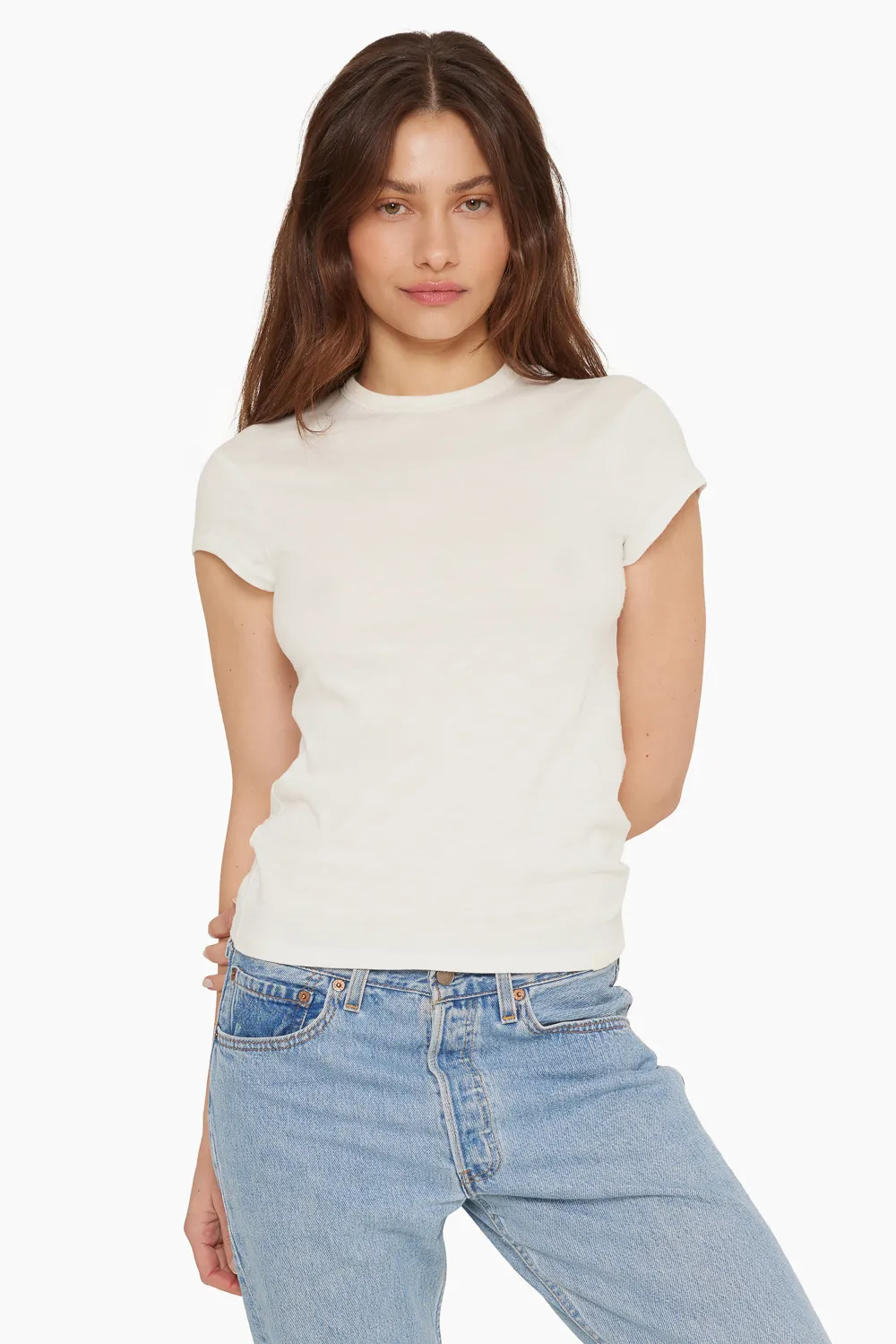 CLASSIC COTTON GIRLFRIEND TEE - BLANC sold by SETactive product image thumbnail 3