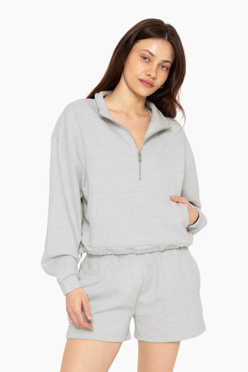 HEAVYWEIGHT SWEATS HALF ZIP - HEATHER GREY sold by SETactive product image thumbnail 4