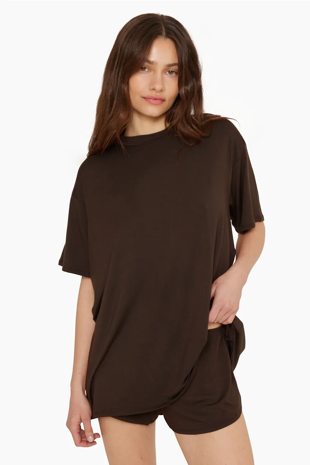 SLEEP JERSEY OVERSIZED BOYFRIEND SLEEP TEE - ESPRESSO sold by SETactive