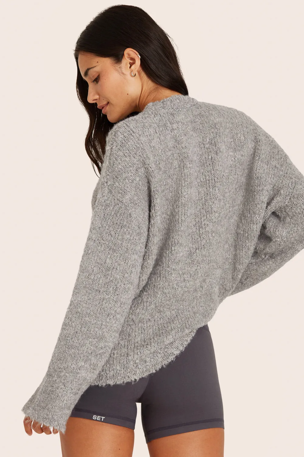 BOUCLÉ OVERSIZED CREWNECK SWEATER - HEATHER GREY sold by SETactive product image thumbnail 2