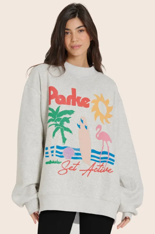 SET X PARKE OCEAN DRIVE CREWNECK - PARKE HEATHER GREY sold by SETactive