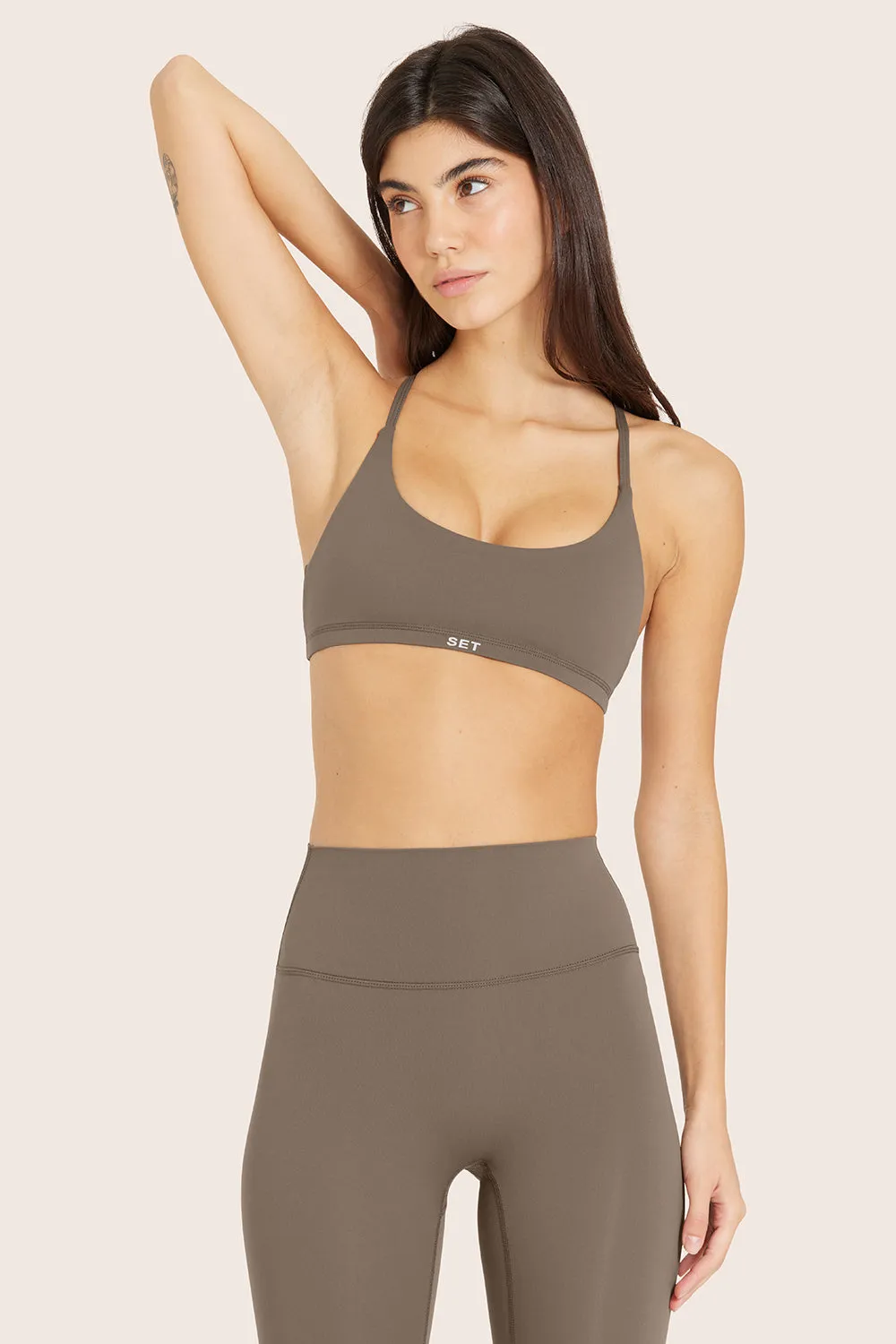 AIRLUXE™ BREATHE Y STRAP BRA - TRUFFLE sold by SETactive