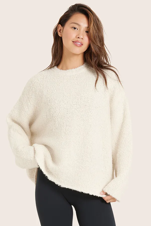 BOUCLÉ OVERSIZED CREWNECK SWEATER - OPAL sold by SETactive