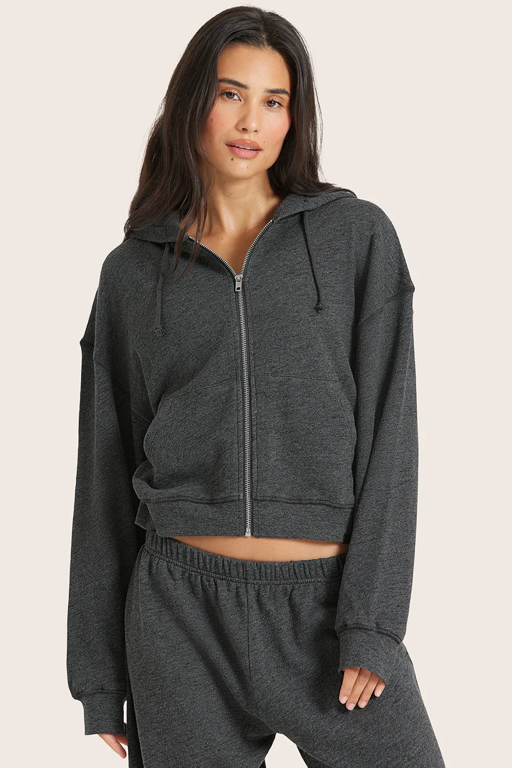 LIGHTWEIGHT SWEATS CLASSIC ZIP HOODIE - PEPPER HEATHER GREY sold by SETactive