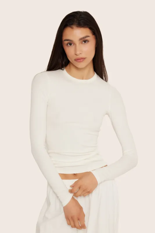 RIBBED MODAL BODY LONG SLEEVE - BLANC made by SETactive