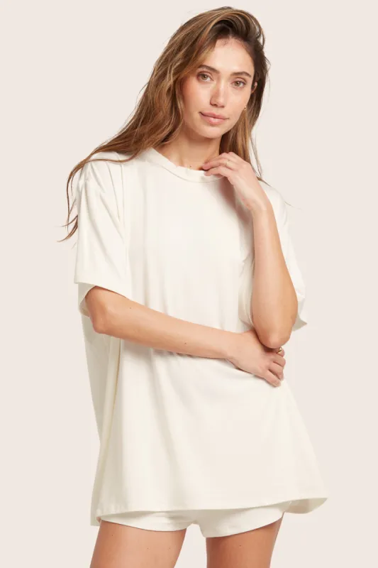 SLEEP JERSEY OVERSIZED BOYFRIEND SLEEP TEE - BLANC sold by SETactive