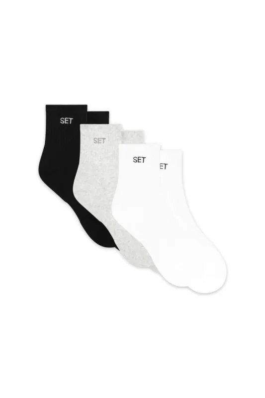 SET SHORTY SOCKS (3 PACK) - WHITE/HEATHER GREY/ONYX sold by SETactive