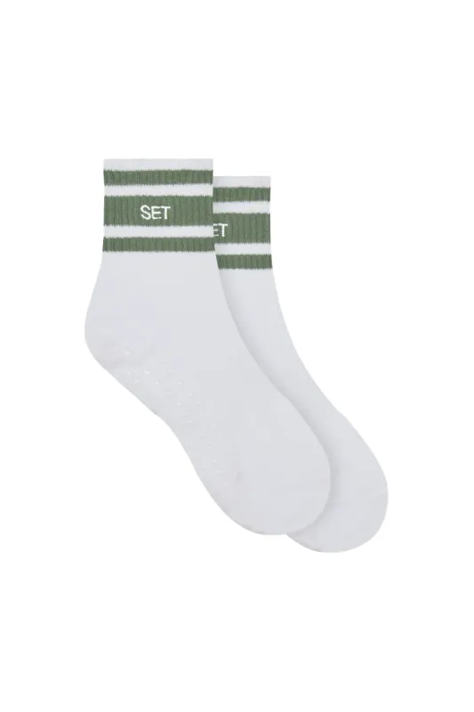 SET STRIPE PILATES SHORTY SOCKS - WHITE/REFRESH sold by SETactive