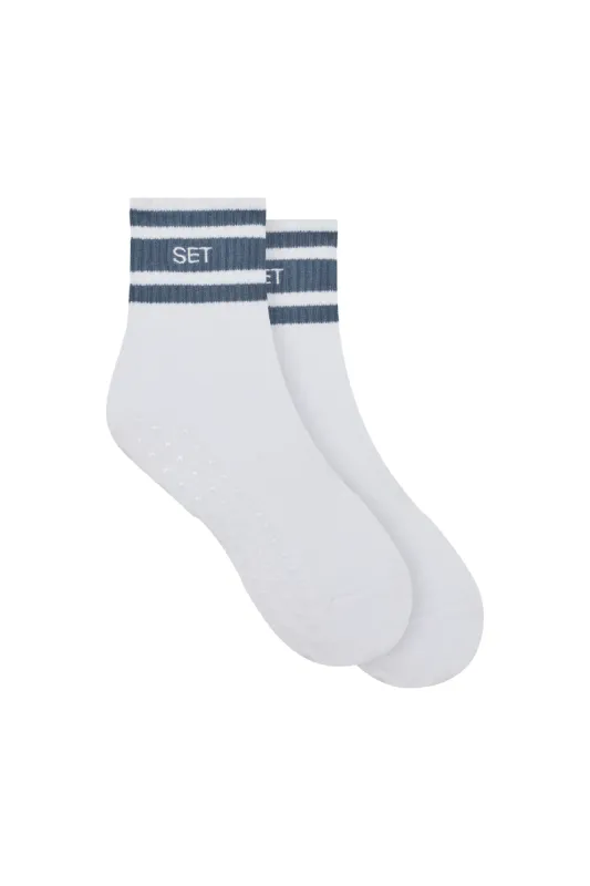 SET STRIPE PILATES SHORTY SOCKS - WHITE/HYDRO sold by SETactive