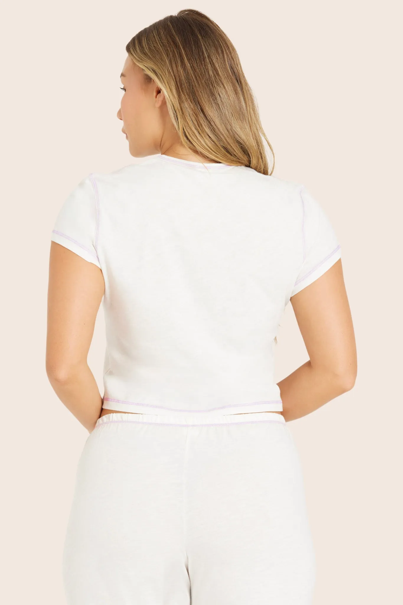 CLASSIC COTTON DAILY LINNY TEE - BLANC/PETUNIA sold by SETactive product image thumbnail 2
