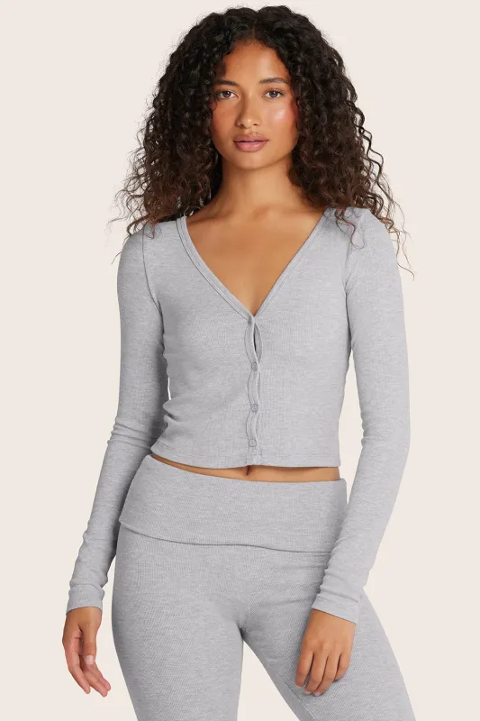 RIBBED MODAL BODY CARDIGAN - FOG HEATHER GREY sold by SETactive