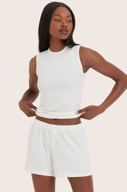 RIBBED MODAL BODY MUSCLE TANK - BLANC sold by SETactive