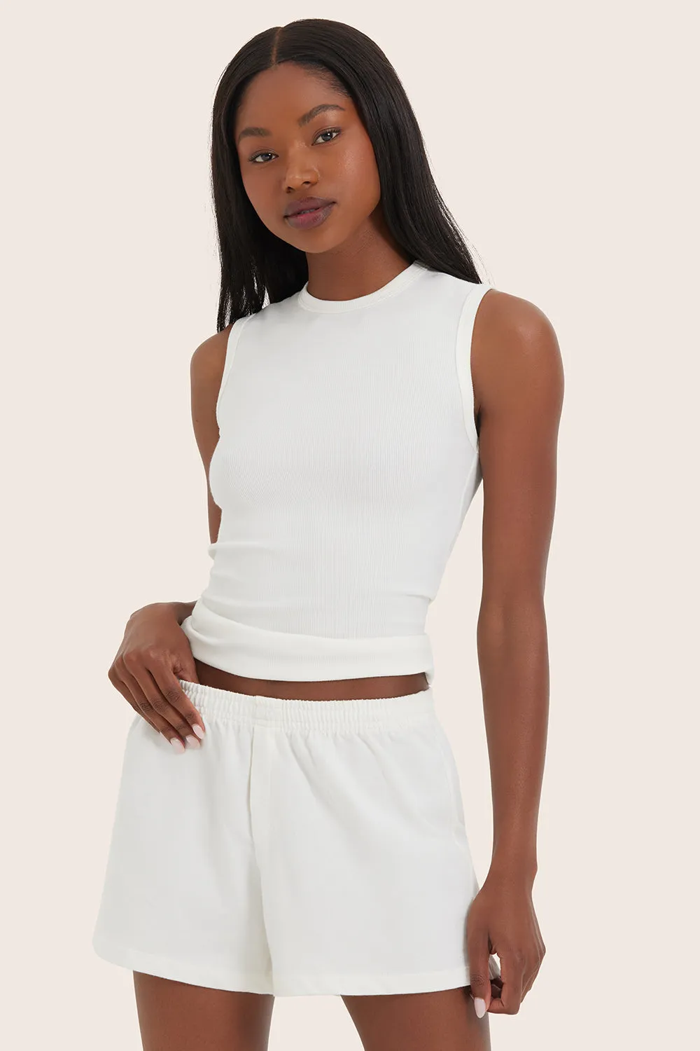 RIBBED MODAL BODY MUSCLE TANK - BLANC sold by SETactive product image thumbnail 3