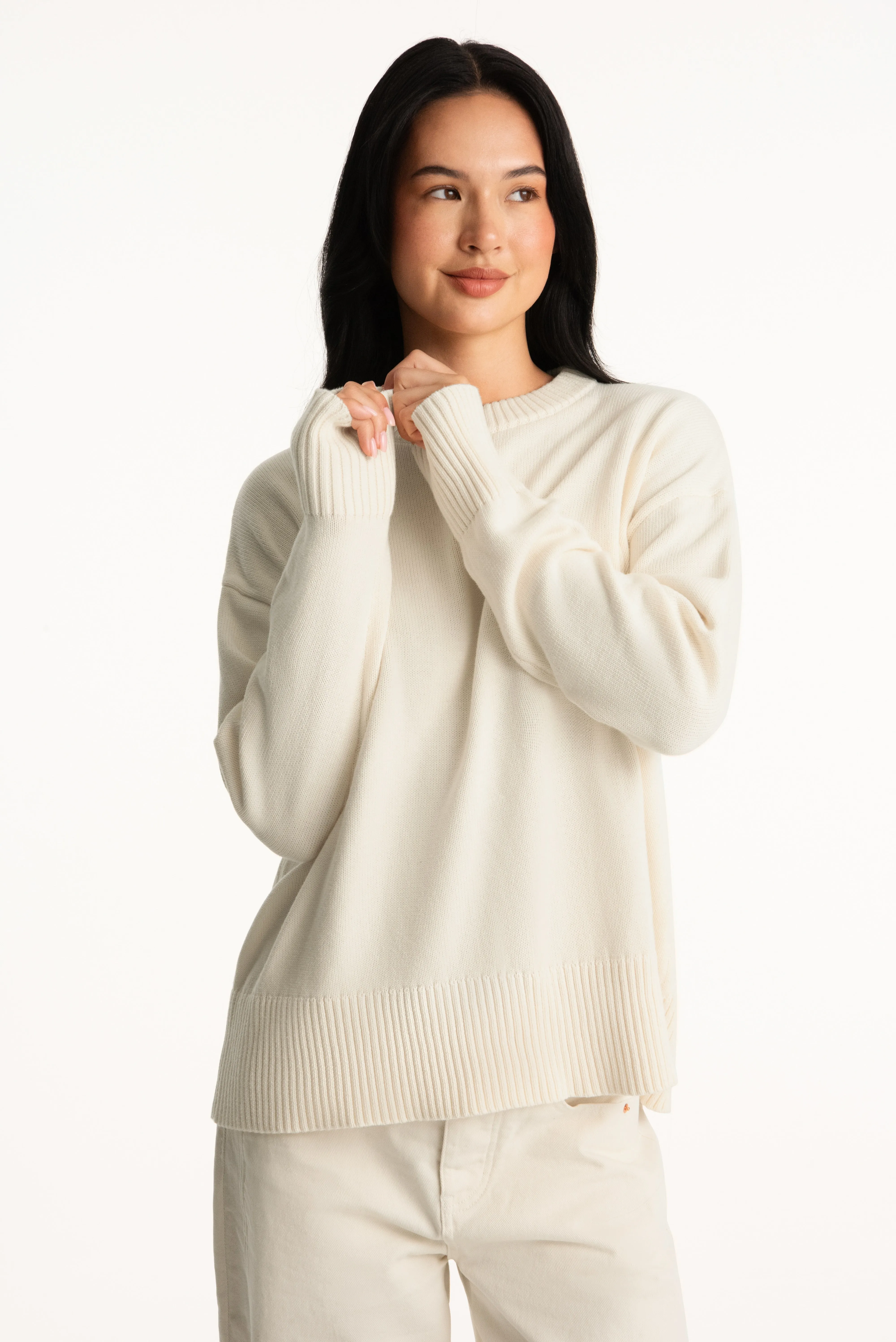 SET X PARKE COTTON CREWNECK - CREAM sold by SETactive