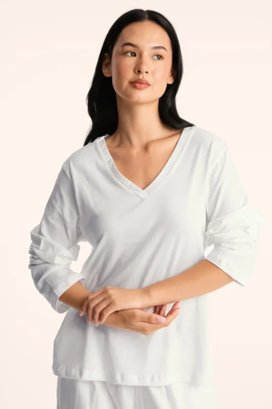 CLASSIC COTTON DAILY PARKE V-NECK LONG SLEEVE - SEASHELL sold by SETactive