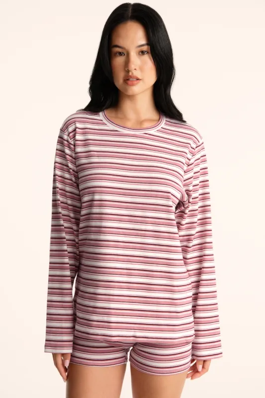 STRIPE JERSEY STRIPE PARKE OVERSIZED LONG SLEEVE (PREORDER) - NEAPOLITAN sold by SETactive
