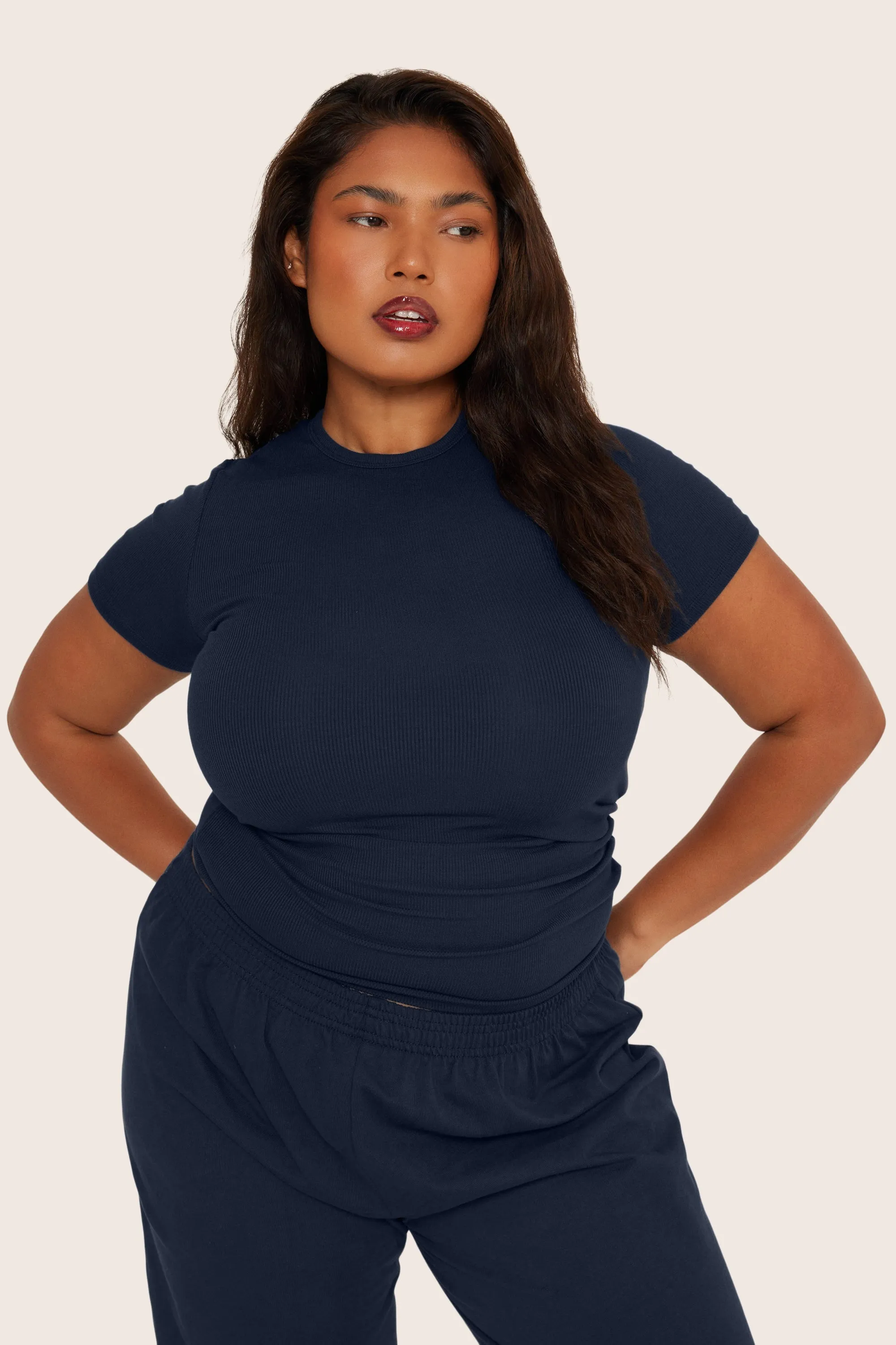 RIBBED MODAL BODY TEE - OXFORD sold by SETactive product image thumbnail 3