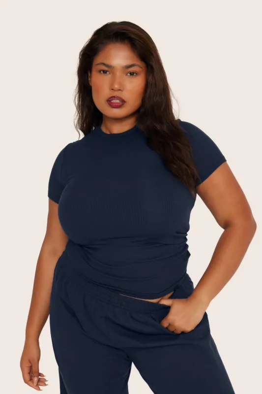 RIBBED MODAL BODY TEE - OXFORD sold by SETactive