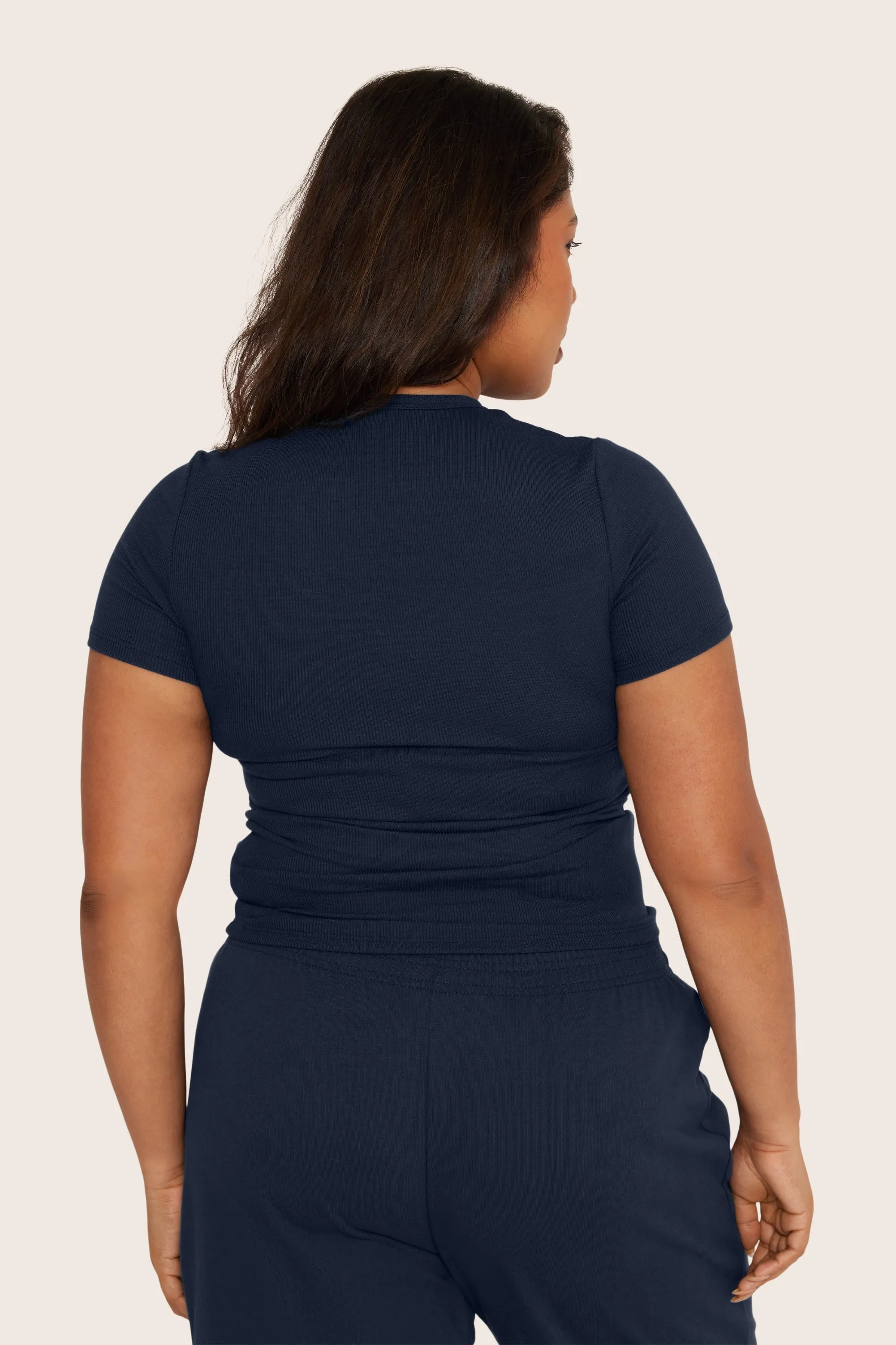 RIBBED MODAL BODY TEE - OXFORD sold by SETactive product image thumbnail 2