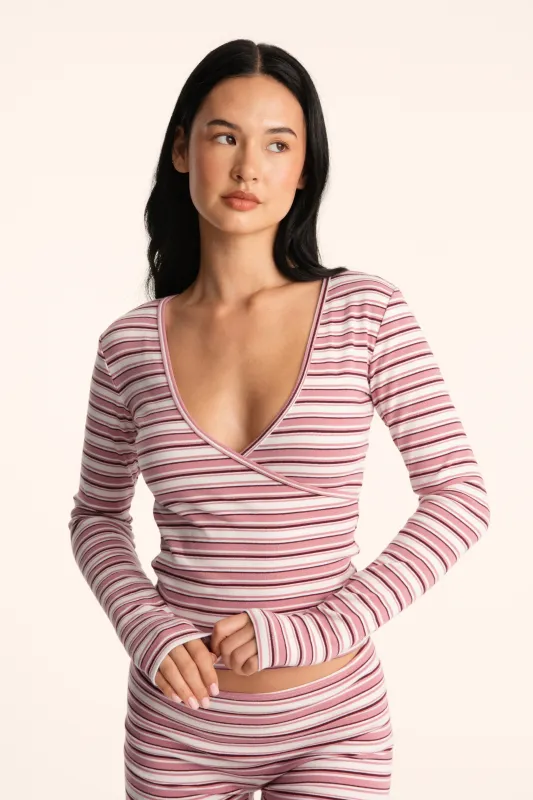 STRIPE JERSEY STRIPE PARKE WRAP LONG SLEEVE - NEAPOLITAN sold by SETactive