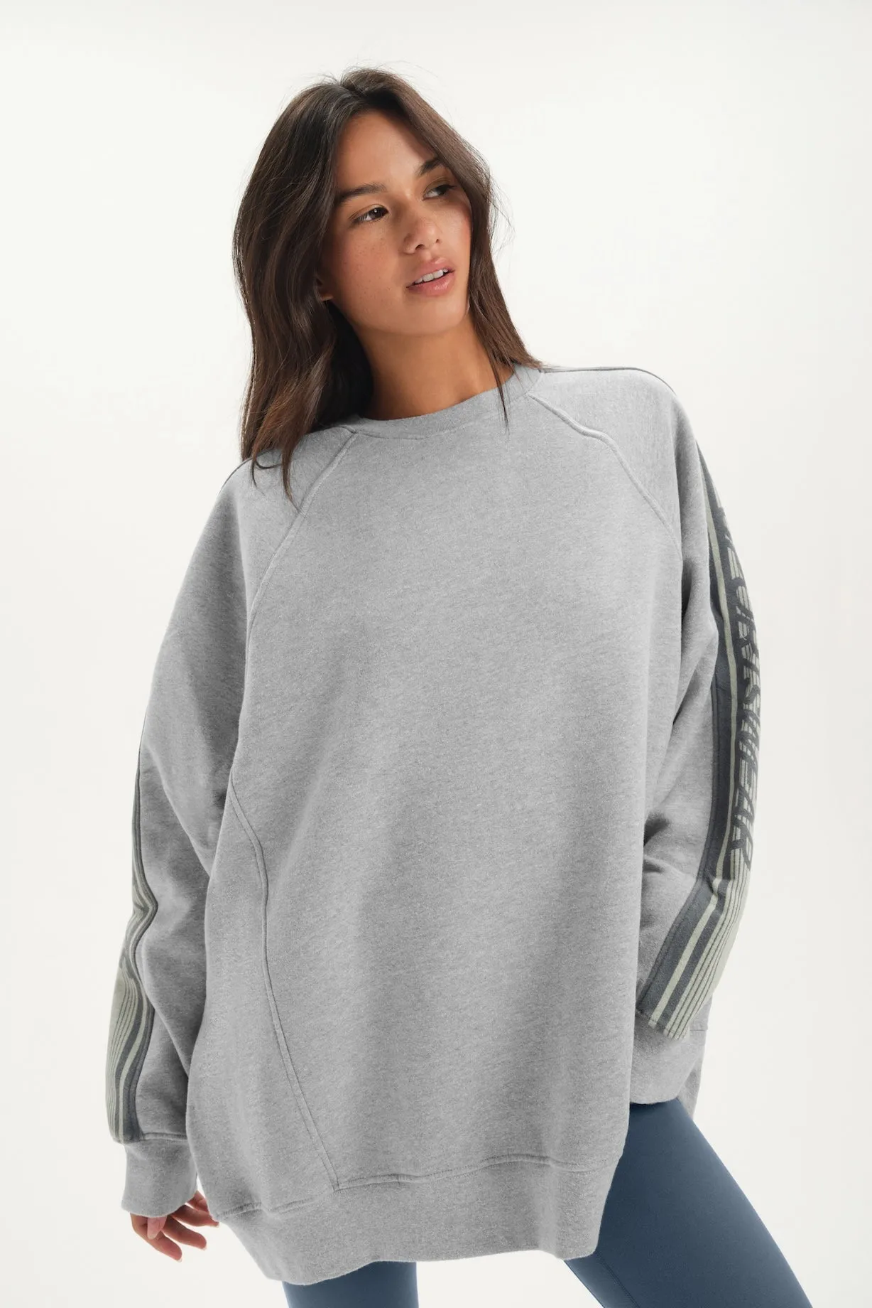 MIDWEIGHT SWEATS STAPLE PANELED CREWNECK - IRON HEATHER GREY/ZUMA sold by SETactive