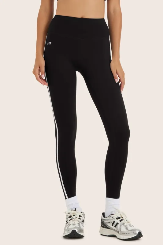 SPORTBODY® SPORTY MID-RISE STRIPE LEGGINGS - ORCA sold by SETactive