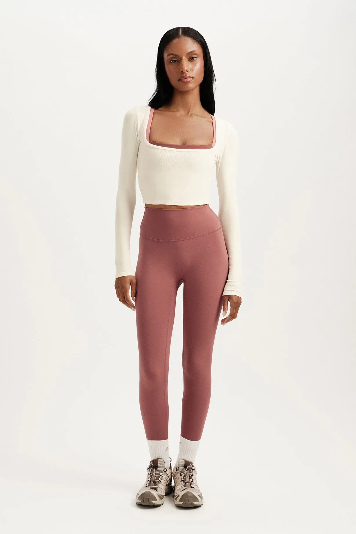 RIBBED MODAL BODY SQUARENECK LONG SLEEVE - DUST sold by SETactive product image thumbnail 3