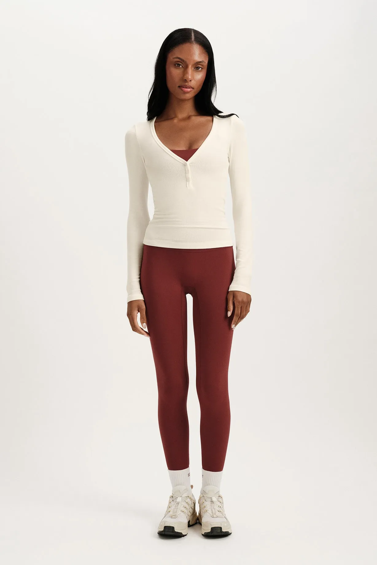 RIBBED MODAL BODY HENLEY - DUST sold by SETactive product image thumbnail 3