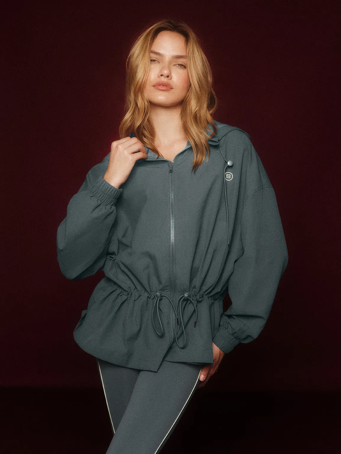 NYLON TRACK CINCHED WINDBREAKER - MAST sold by SETactive