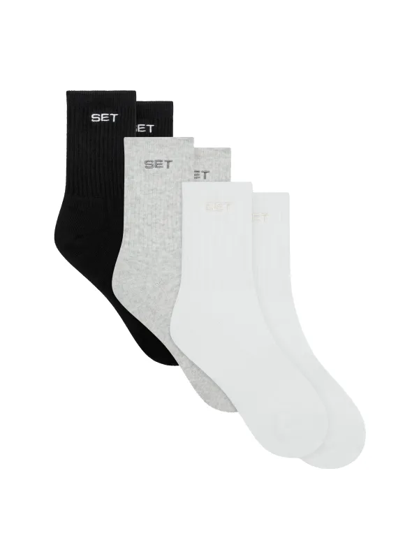 SET SOCKS (3 PACK) - WHITE/HEATHER GREY/ONYX made by SETactive