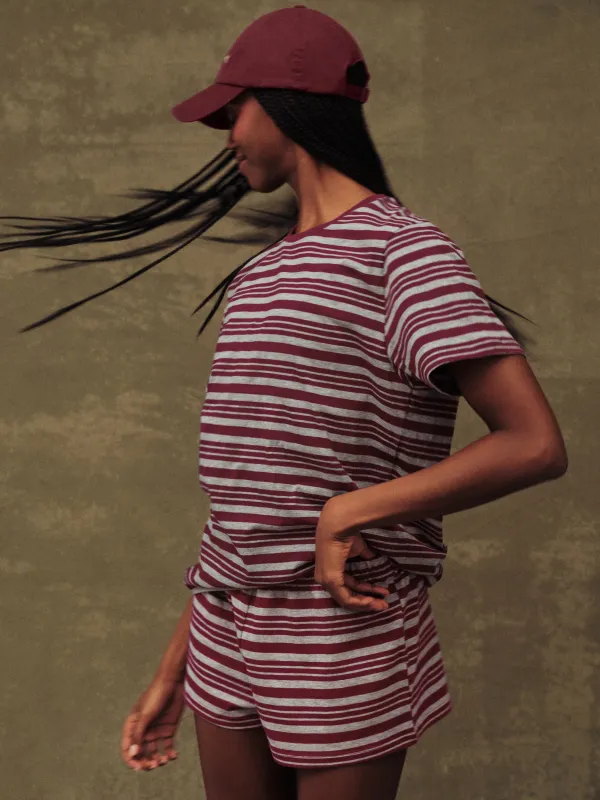 CLASSIC COTTON DAILY STRIPE BOYFRIEND TEE - SEPIA made by SETactive