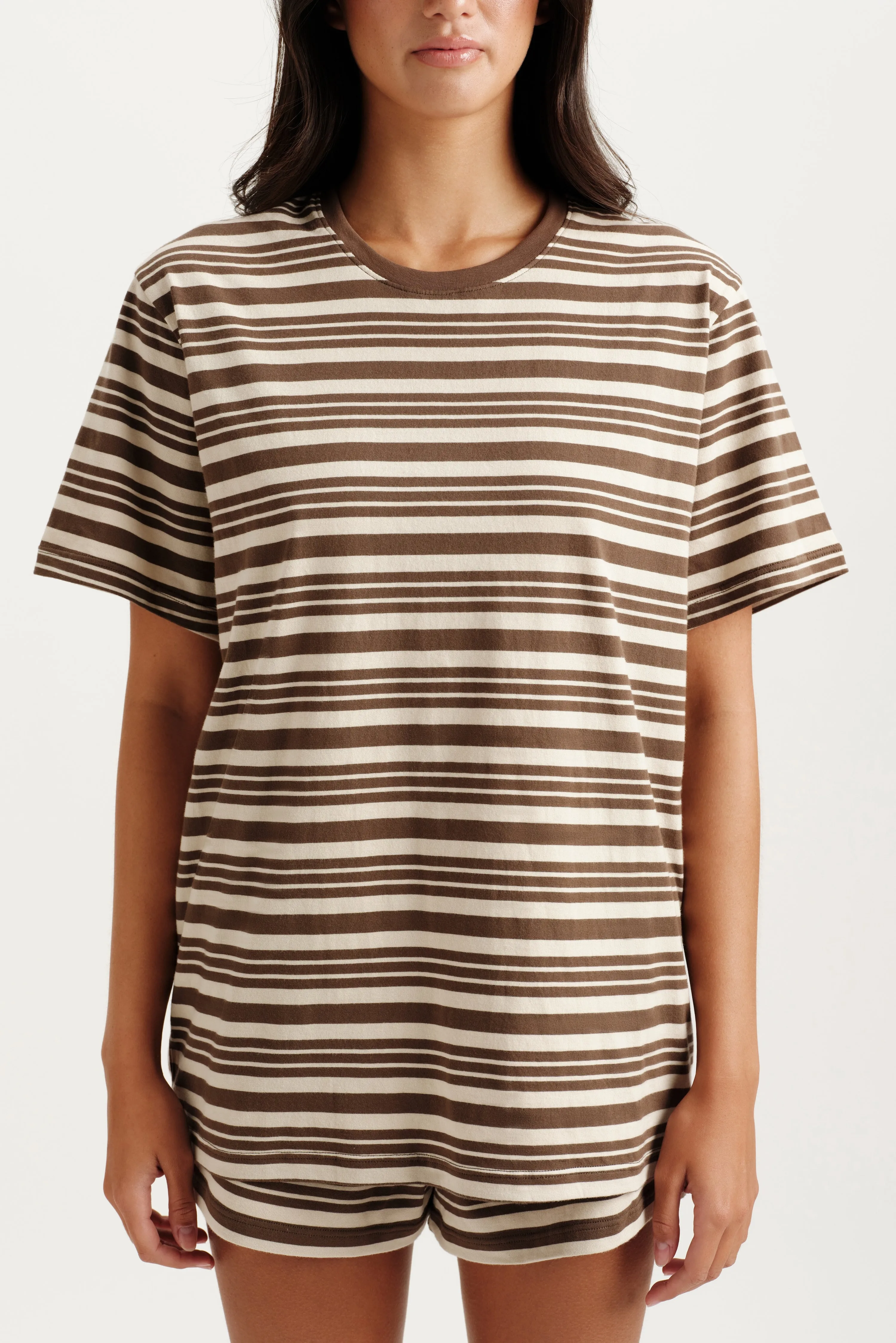 CLASSIC COTTON DAILY STRIPE BOYFRIEND TEE - GRAIN sold by SETactive product image thumbnail 5
