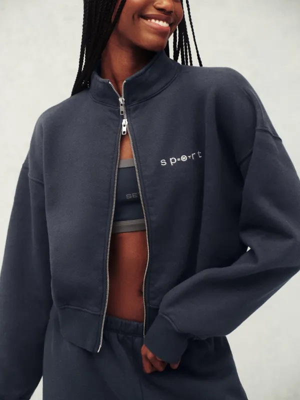 MIDWEIGHT SWEATS STAPLE SET FUNNEL ZIP - INDIGO made by SETactive