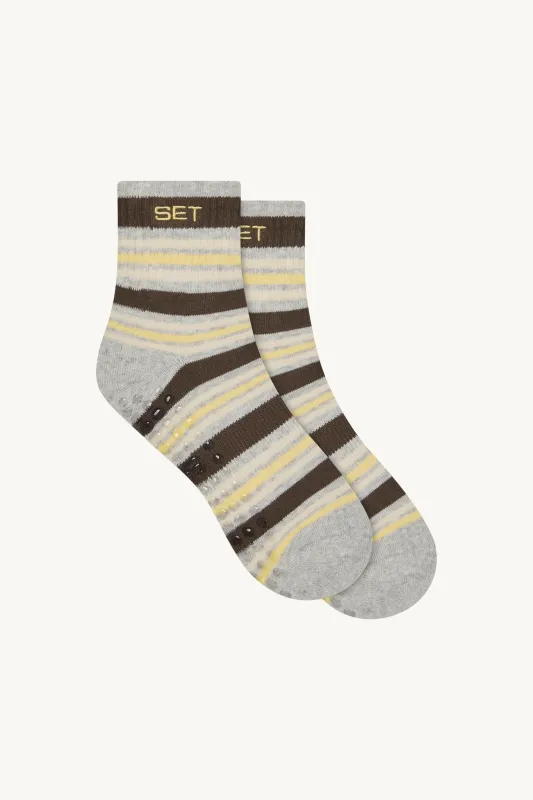SET STRIPE SHORTY GRIP SOCKS - GRAIN made by SETactive