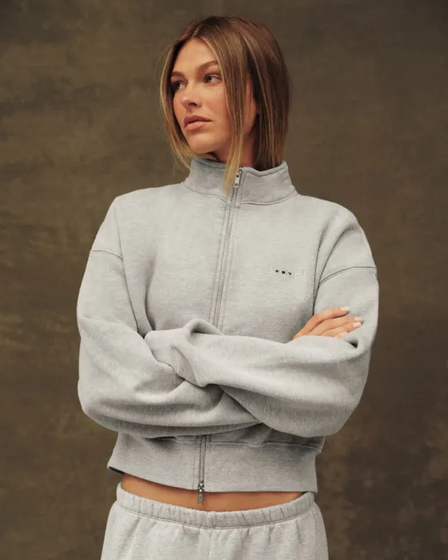 MIDWEIGHT SWEATS STAPLE SET FUNNEL ZIP - FOG HEATHER GREY made by SETactive