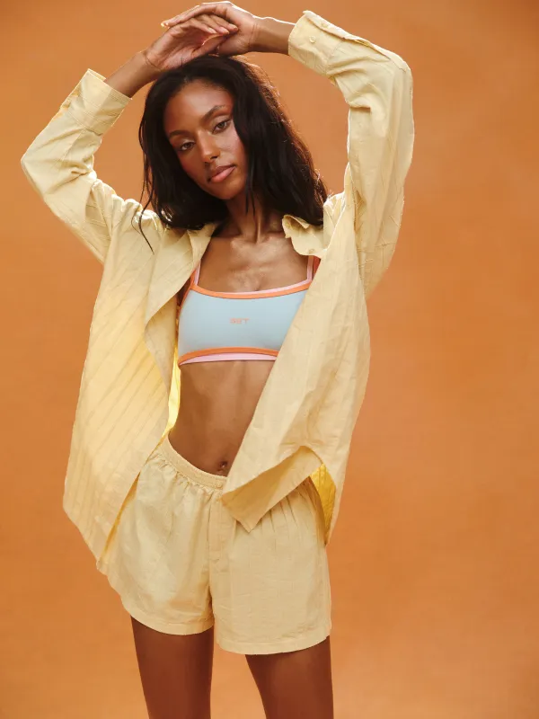 STRIPED JACQUARD LINE BUTTON DOWN - BUTTER made by SETactive